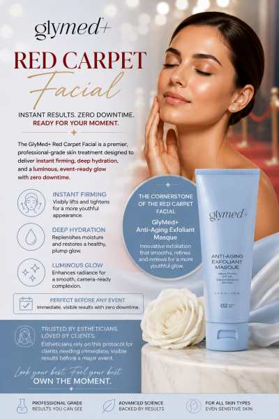Woman with glowing skin after a GlyMed+ Red Carpet Facial featuring Anti-Aging Exfoliant Masque at The Lash Bar and Spa in Dartmouth MA.